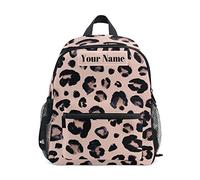 Zaino Da Viaggio Custom,Personalized With Name/Text,Leopard Print Cheetah Pink Zaino Scuola Vintage Borsone Casual Backpack Per Uso Quotidiano Lavoro Campeggio