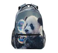 Zaino Da Viaggio Cute Pandas Bubbles Backpack Casual Borsone Durevole Zainetto Per Office Lavoro Uso Quotidiano