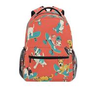 Zaino Da Viaggio Dogs Riding Skateboard Zaino Scuola Vintage Backpack Unisex Zainetto Per Office Campeggio Lavoro 29X40CM