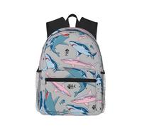 Zaino da viaggio elegante con pesce blu fumetto, leggero, protezione dall'acqua, zaino per computer portatile, per università, lavoro, nero, taglia unica, nero, Rozmiar uniwersalny, Nero , Rozmiar