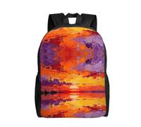 Zaino da viaggio elegante con stampa vintage con rose rosse, carino zaino per computer portatile con design stampato su tutta la parte anteriore, Tramonto Pittura A Olio, taglia unica