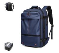 Zaino Da Viaggio Espandibile A Compressione Sottovuoto, Zaino Da Viaggio Sottovuoto Impermeabile 2025 Con Grande Capacità E Pompa, Con Protezione Antifurto(Blue,Manual Press)