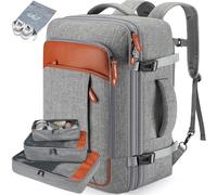 Zaino da viaggio extra large da 40 l approvato da volo per uomini e donne, zaino espandibile con 4 cubi di imballaggio, Grigio (zaino con 3 cubi di imballaggio), XL
