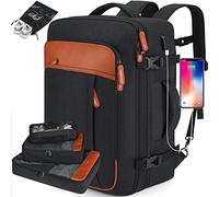 Zaino da viaggio extra large da 40 l approvato da volo per uomini e donne, zaino espandibile con 4 cubi di imballaggio, Nero (zaino con 3 cubi di imballaggio), XL