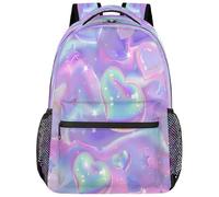 Zaino Da Viaggio Iridescent Love Heart Stars Pattern Zaino Scuola Durevole Borsone Classico Backpack Per Uso Quotidiano Campeggio Lavoro
