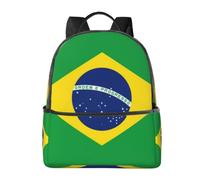 Zaino da viaggio leggero con bandiera del Brasile, con custodia per laptop | Comode cinghie imbottite. Tasche multiple. Ideale per l'uso quotidiano.