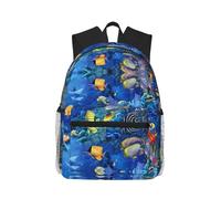 Zaino da viaggio leggero con motivo pesci tropicali, con protezione dall'acqua, per università, lavoro, lavoro, nero, taglia unica, nero, Rozmiar uniwersalny, Nero , Rozmiar uniwersalny