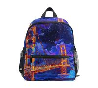 Zaino Da Viaggio Let'S Paint The Golden Gate Bridge In San Francisco With Neon Light Zainetto Casual Borsone Vintage Zaino Scuola Per Office Lavoro Campeggio