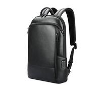 Zaino da viaggio per affari da uomo in vera pelle, borsa a spalla per computer da 15,6 pollici, zaino con porta USB e antifurto per la scuola,Nero