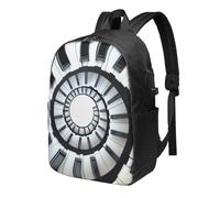 Zaino da viaggio per computer portatile con chiave di pianoforte a spirale, zaino da viaggio da 43,2 cm, impermeabile, con porta di ricarica USB, borsa per libri universitari, scuola, lavoro, per