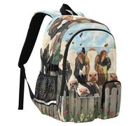 Zaino da viaggio per computer portatile da 14 pollici con api di mucca agricola, borsa robusta per la scuola, borsa per libri universitari