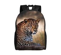 Zaino da viaggio per computer portatile, per donne e uomini, impermeabile, leggero, carino, con animali africani, leopardato, stile casual