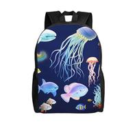 Zaino da viaggio per computer portatile, per donne e uomini, impermeabile, leggero, carino, zaino casual con animali acquatici marini
