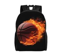 Zaino da viaggio per computer portatile, per donne e uomini, impermeabile, leggero, carino zaino da basket on fire casual