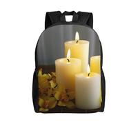 Zaino da viaggio per computer portatile, per donne e uomini, impermeabile, leggero, grazioso zaino con farfalla gialla con candele bianche, zaino casual