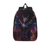Zaino da viaggio per computer portatile - Rainbow Wings Majestic Dragon - Zaino in tela con cinghie regolabili, nero/bianco, M
