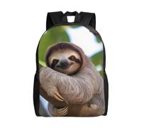 Zaino da viaggio per computer portatile, unisex, impermeabile, leggero, carino, con bradipo su un ramo di albero, zaino casual