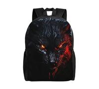 Zaino da viaggio per computer portatile, unisex, impermeabile, leggero, carino, grande lupo nero con occhi rossi, zaino casual
