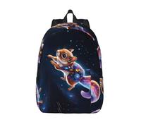 Zaino da viaggio per computer portatile - Zaino colorato in tela con motivo Star River Squirrel con cinghie regolabili, nero, Small