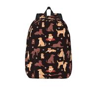 Zaino da viaggio per computer portatile - Zaino in tela con cinghie regolabili, motivo labrador retriever cioccolato, nero/bianco, S