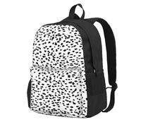 Zaino da viaggio per la scuola, con stampa animalier in bianco e nero, dalmata, a pois, per uomo e donna, con scomparto per laptop da 15 pollici
