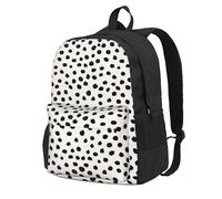 Zaino da viaggio per la scuola, con stampa animalier, motivo dalmata bianco e nero, per uomo e donna, con scomparto per laptop da 15 pollici