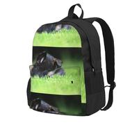 Zaino da viaggio per la scuola, per uomini e donne, con scomparto per laptop da 15 pollici, motivo: cucciolo di pastore tedesco, prato, bokeh, cani