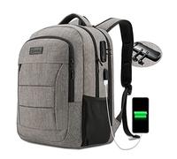Zaino da viaggio per laptop con porta di ricarica USB e lucchetto, antifurto e impermeabile, adatto per computer da 17,3" , regalo per studenti universitari da lavoro, zaino da trekking ,X3-Grigio