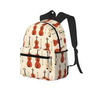 Zaino da viaggio per laptop da uomo e da donna - Zaini da spiaggia leggeri e resistenti all'acqua, borsa da viaggio con stampa vintage a violino e tracolle regolabili