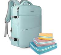 Zaino da viaggio per uomo e donna, 43,2 cm, approvato per il volo, impermeabile, grande zaino da 40 l, per lavoro, università, weekender, per laptop con 3 cubi di imballaggio, verde,