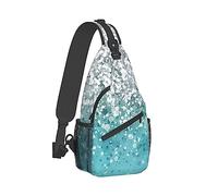 Zaino da viaggio per uomo e donna, borsa da campeggio all'aperto, scintillii che cadono argento su borsa a tracolla con motivo glitter azzurro, zaino da viaggio, escursionismo, borse compatte, zaino