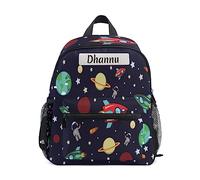 Zaino Da Viaggio Personalized With Name Text (Outer Space Rocket Planets Star Astronaut) Zainetto Durevole Backpack Classico Borsone Per Lavoro Campeggio Uso Quotidiano