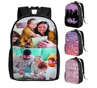 Zaino da viaggio personalizzato per foto, borsa per computer portatile impermeabile con testo personalizzato per uso esterno ufficio scuola, 2 Foto, M, Casual