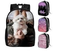 Zaino da viaggio personalizzato per foto, borsa per computer portatile impermeabile con testo personalizzato per uso esterno ufficio scuola, 1 foto., M, Casual
