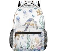 Zaino Da Viaggio Sea Turtle Fish Coral Zaino Scuola Classico Borsone Durevole Backpack Per Uso Quotidiano Lavoro Office