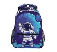 Zaino Da Viaggio Stronaut Blue Moon Zainetto Durevole Backpack Casual Borsone Per Lavoro Office Campeggio