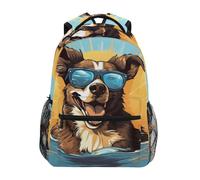 Zaino Da Viaggio Swimming Dog Backpack Uso Quotidiano Borsone Vintage Zainetto Per Office Campeggio Lavoro 29X40CM