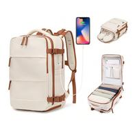 Zaino da Viaggio Traspirante 25L con Ricarica USB, Resistente all'Acqua, 42x30x20 Borsa da Cabina con Scomparti per Laptop e Scarpe, Supporto Ergonomico - Si Adatta Sotto il Sedile come Bagaglio a Man