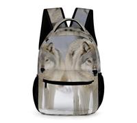Zaino Da Viaggio Two Wolves Walking In The Snow Borsone Casual Zainetto Durevole Backpack Per Campeggio Uso Quotidiano Lavoro