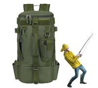 Zaino da - Zaino da con porta canne e vano portaoggetti - Borsa a tracolla grande per attrezzatura da , campeggio ed escursionismo pratica e funzionale, Verde militare,
