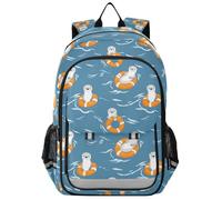 zaino d'acqua per bambini 8-12: borse regolabili per libri per liceo in colori assortiti - simpatici animali lontra blu oceano