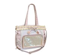 Zaino dallo stile a contrasto Bordi decorativi con volant Poliestere resistente ai graffi Scomparti spaziosi Pratici pendolari Borsa per libri con volant a strati alla