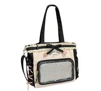 Zaino dallo stile a contrasto Bordi decorativi con volant Poliestere resistente ai graffi Scomparti spaziosi Pratici pendolari Borsa per libri con volant a strati alla