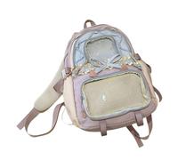 Zaino dallo stile a contrasto Bordi decorativi con volant Poliestere resistente ai graffi Scomparti spaziosi Pratici pendolari Borsa per libri con volant a strati alla