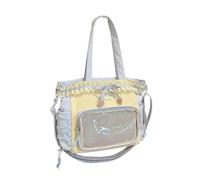 Zaino dallo stile a contrasto Bordi decorativi con volant Poliestere resistente ai graffi Scomparti spaziosi Pratici pendolari Borsa per libri con volant a strati alla