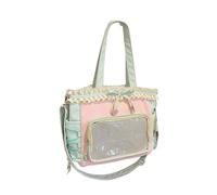 Zaino dallo stile a contrasto Bordi decorativi con volant Poliestere resistente ai graffi Scomparti spaziosi Pratici pendolari Borsa per libri con volant a strati alla