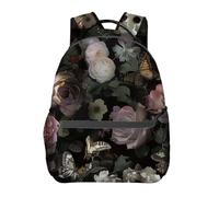 Zaino Dark Florals Butterfly Flower Zaino Da Scuola Unisex Daypack Grande Zaini Per Computer Scuola Outdoor