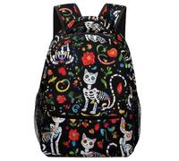 Zaino Day Of The Dead Cat Black Roses Sugar Skull Skeleton Zaini Grande Daypack Unisex Backpack Per Notebook Scuola Escursioni