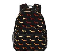 Zaino Daypack in poliestere resistente per arrampicata all'aperto Correre Zaino antifurto multiuso di grande capacità, Bassotto dorato Doxie Dog Nero Art Travel Zaino da escursionismo e campeggio