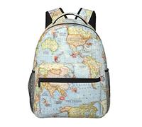 Zaino Daypack in poliestere resistente per l'arrampicata all'aperto Correre Zaino antifurto multiuso di grande capacità, Atlas World Map Blue Travel Art Travel Zaino da escursionismo e campeggio